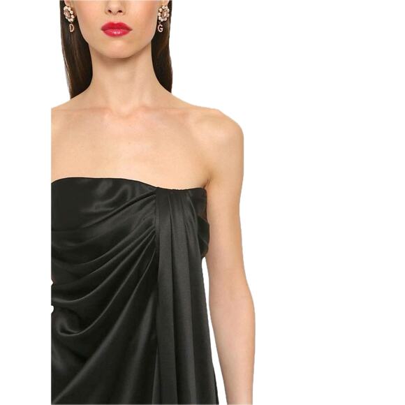 DOLCE & GABBANA Strapless Draped Stretch Satin Mini Dress 44 L - Picture 5 of 11
